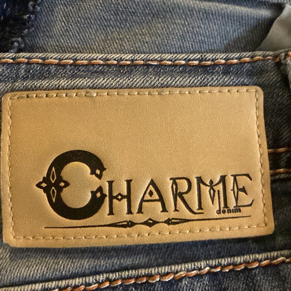 Charme Distressed Jeans With Decorative Pockets Size 34, Western, Rocker, Boho - Picture 11 of 12